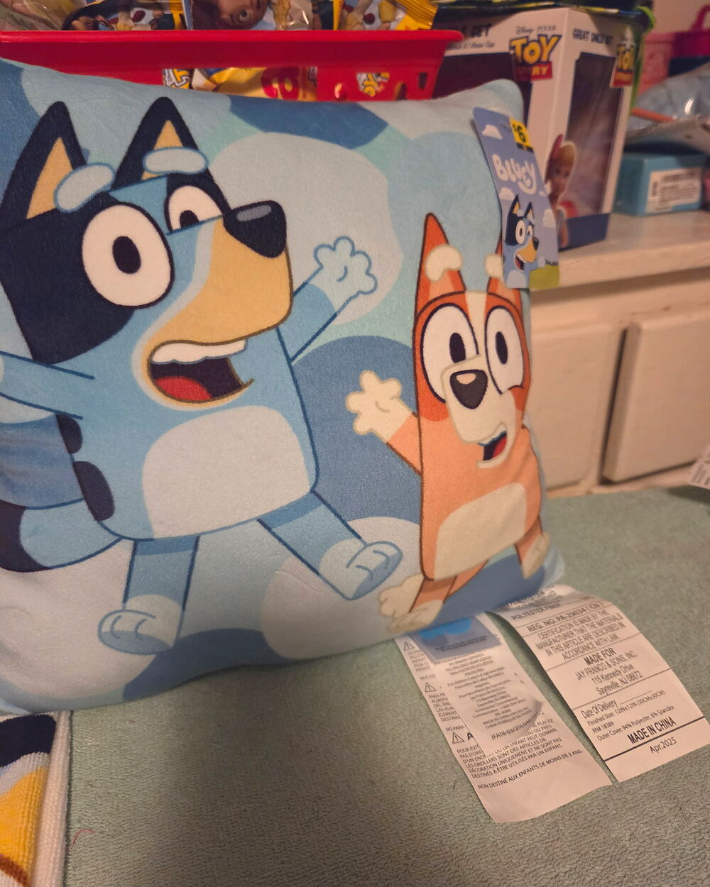 A pillow she made herself